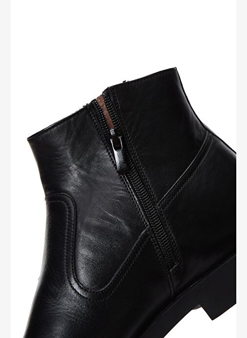 Erkek Siyah Fermuarlı Deri Klasik Bot 25WFD600818 - Görsel 8