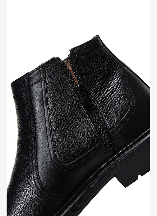 Erkek Siyah Fermuarlı Deri Casual Bot 25WFD6011FT - Görsel 9