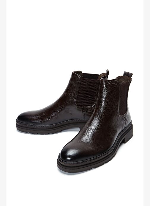 Erkek Kahverengi Deri Casual Chelsea Bot 25WFD6017FT - Görsel 4