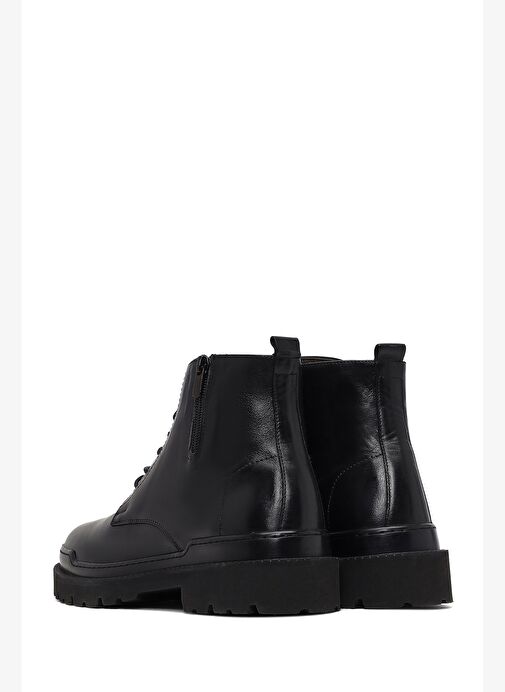 Erkek Siyah Bağcıklı Fermuarlı Deri Casual Bot 25WFD601918 - Görsel 7