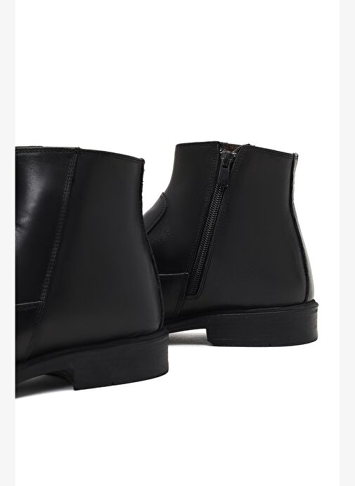Erkek Siyah Fermuarlı Deri Casual Bot 25WFD670218 - Görsel 9