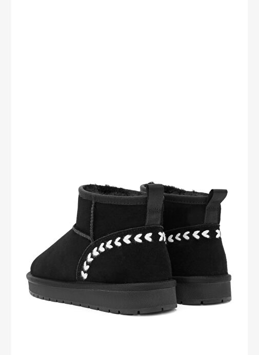 Kadın Siyah Kürk Detaylı Süet Deri Teddy Bot 25WFD478010 - Görsel 7