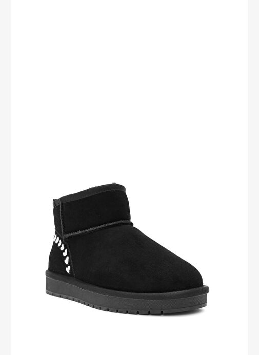 Kadın Siyah Kürk Detaylı Süet Deri Teddy Bot 25WFD478010 - Görsel 8