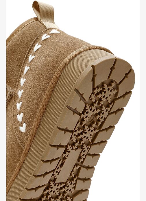 Kadın Camel Kürk Detaylı Süet Deri Teddy Bot 25WFD478010 - Görsel 8