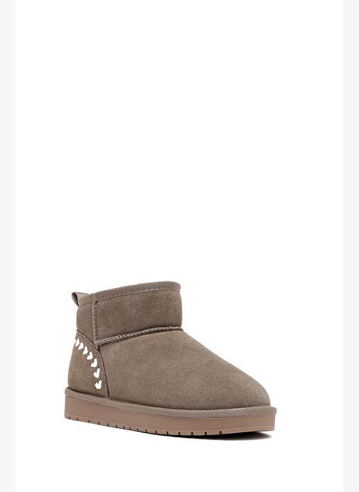 Kadın Vizon Kürklü Süet Deri Teddy Bot 25WFD478010 - Görsel 8