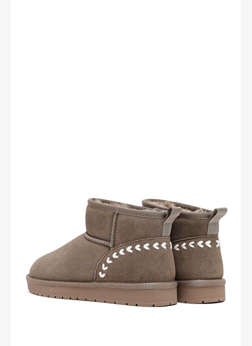 Kadın Vizon Kürklü Süet Deri Teddy Bot 25WFD478010 - Görsel 7