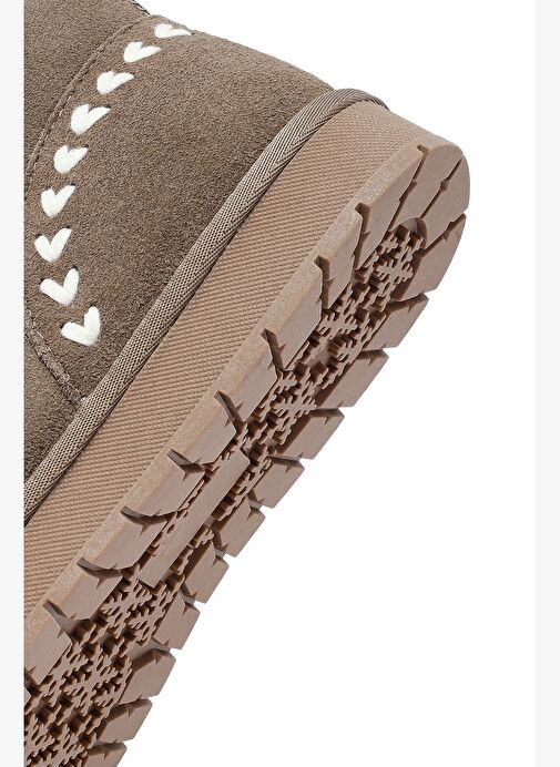 Kadın Vizon Kürklü Süet Deri Teddy Bot 25WFD478010 - Görsel 9