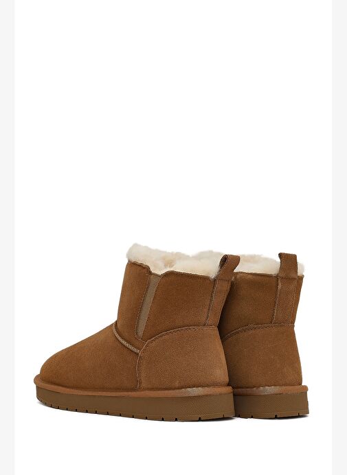 Kadın Camel Süet Deri Teddy Bot 25WFD478110 - Görsel 7