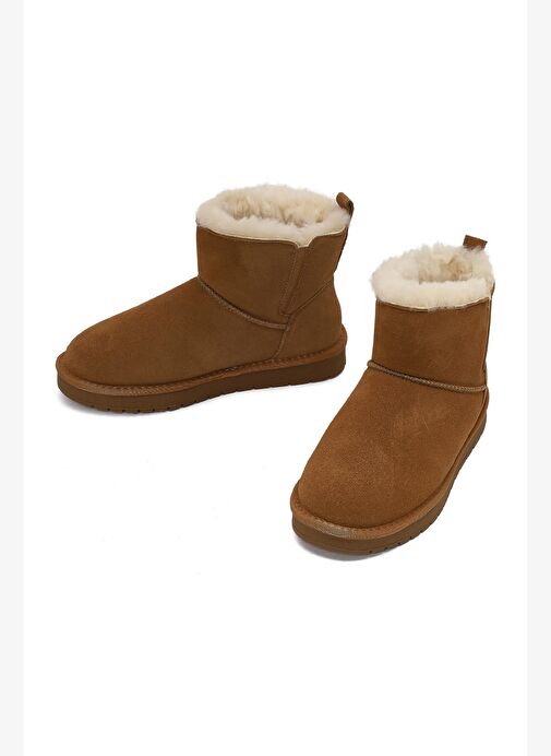 Kadın Camel Süet Deri Teddy Bot 25WFD478110 - Görsel 4