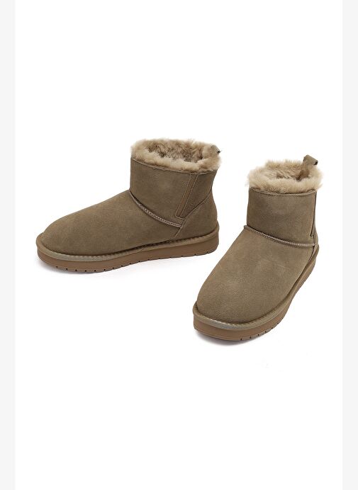 Kadın Vizon Süet Deri Teddy Bot 25WFD478110 - Görsel 4