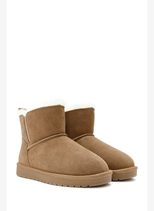 Kadın Camel Süet Deri Teddy Bot 25WFD478310 - Görsel 5