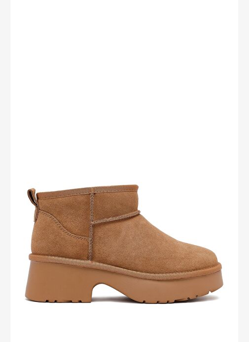 Kadın Taba Kalın Tabanlı Kürklü Süet Deri Teddy Bot 25WFD478510 - Görsel 2