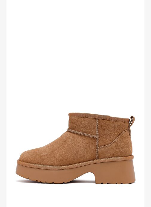 Kadın Taba Kalın Tabanlı Kürklü Süet Deri Teddy Bot 25WFD478510 - Görsel 6