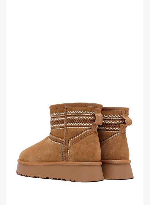 Kadın Camel Kalın Tabanlı Süet Deri Teddy Bot 25WFD478410 - Görsel 7