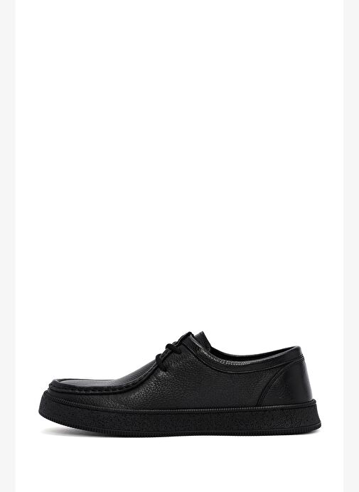 Erkek Siyah Bağcıklı Deri Casual Ayakkabı 25WFD7541FT - Görsel 3