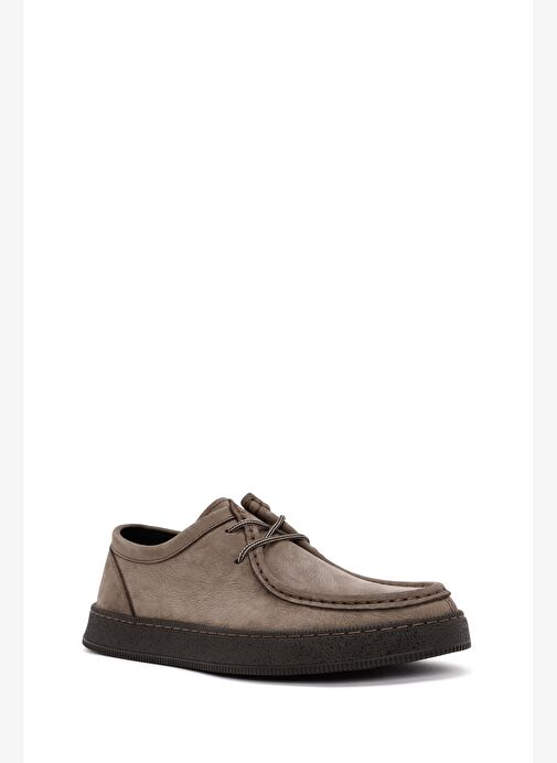 Erkek Vizon Bağcıklı Nubuk Deri Casual Ayakkabı 25WFD7541V3 - Görsel 7