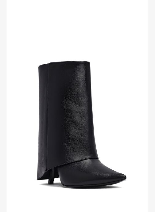 Kadın Siyah İnce Topuklu Deri Bot 25AFD160218 - Görsel 8
