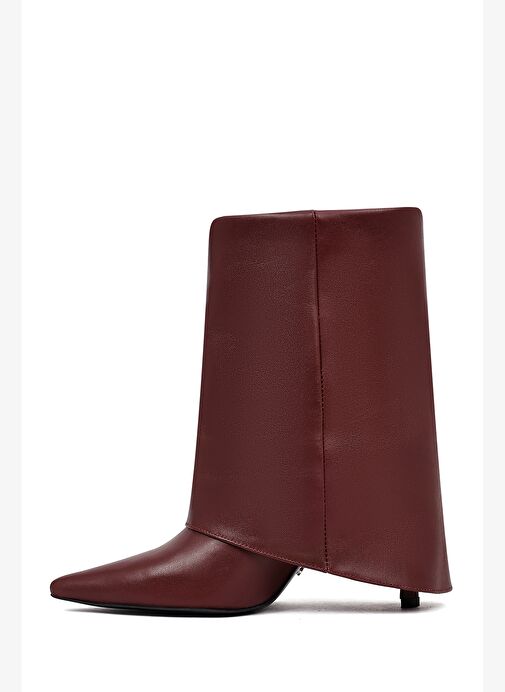 Kadın Bordo İnce Topuklu Deri Bot 25AFD160218 - Görsel 5