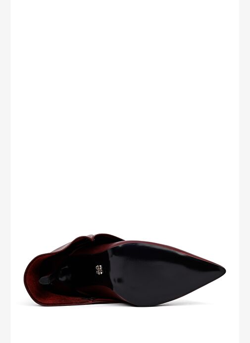 Kadın Bordo İnce Topuklu Deri Bot 25AFD160218 - Görsel 7