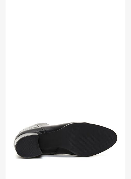 Kadın Siyah Fermuarlı Kısa Kalın Topuklu Deri Bot 25WFD160718 - Görsel 6