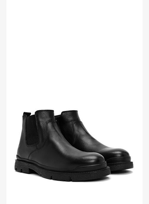 Erkek Siyah Fermuarlı Deri Casual Bot 25WFD6805FT - Görsel 5