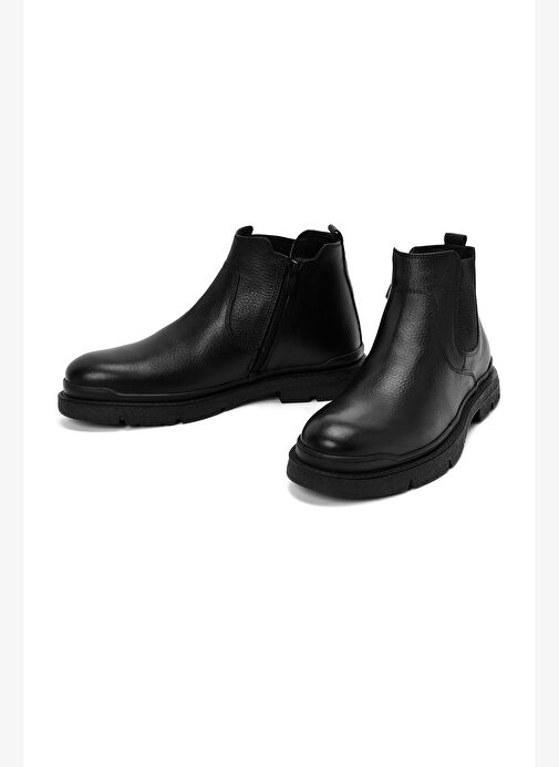 Erkek Siyah Fermuarlı Deri Casual Bot 25WFD6805FT - Görsel 4