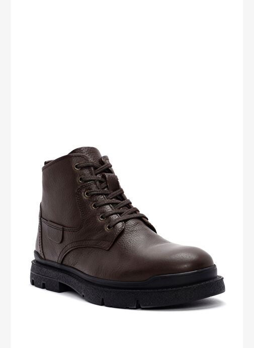 Erkek Kahverengi Fermuarlı Deri Casual Bot 25WFD6806FT - Görsel 8