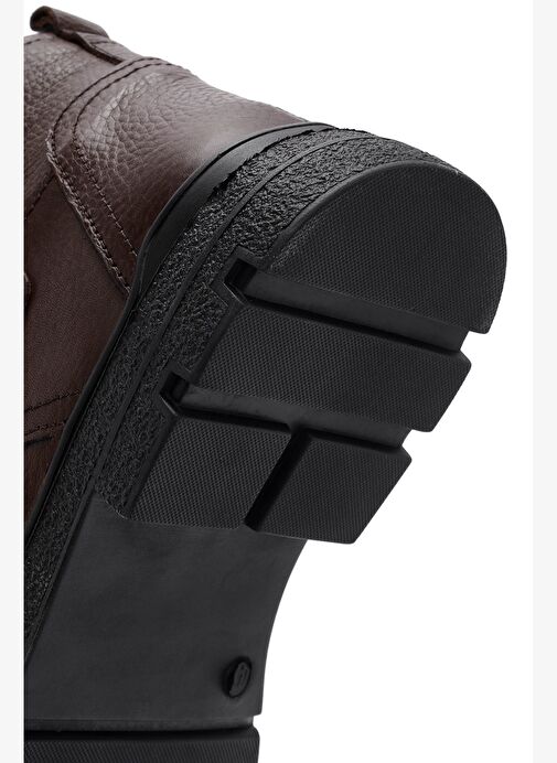 Erkek Kahverengi Fermuarlı Deri Casual Bot 25WFD6806FT - Görsel 9
