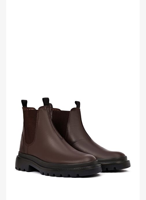 Erkek Kahverengi Deri Casual Chelsea Bot 25WFD680718 - Görsel 5