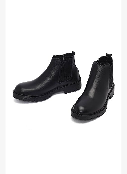 Erkek Siyah Deri Casual Chelsea Bot 25WFD6816FT - Görsel 4