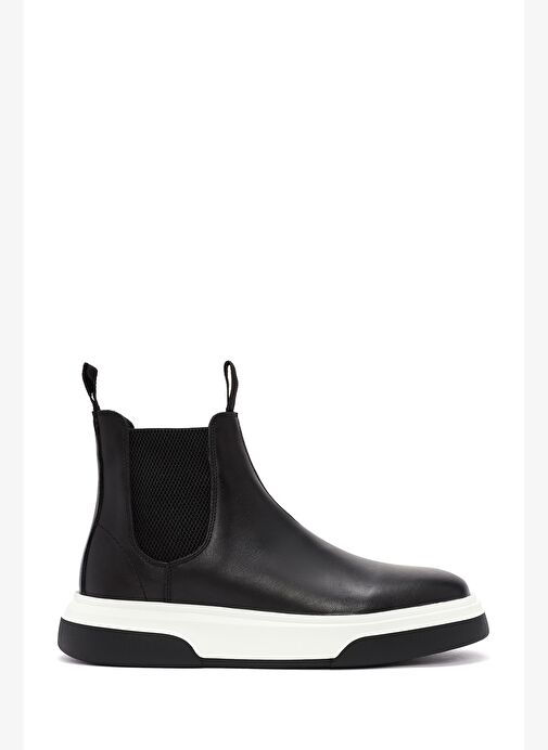 Erkek Siyah Kalın Tabanlı Deri Casual Chelsea Bot 25WFD681918 - Görsel 2