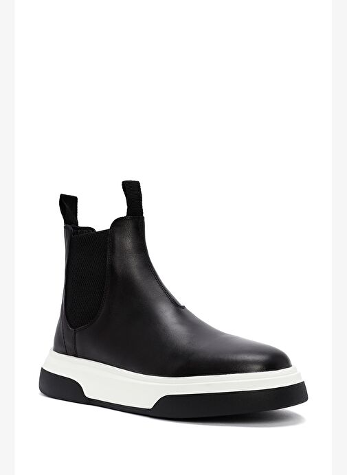 Erkek Siyah Kalın Tabanlı Deri Casual Chelsea Bot 25WFD681918 - Görsel 8
