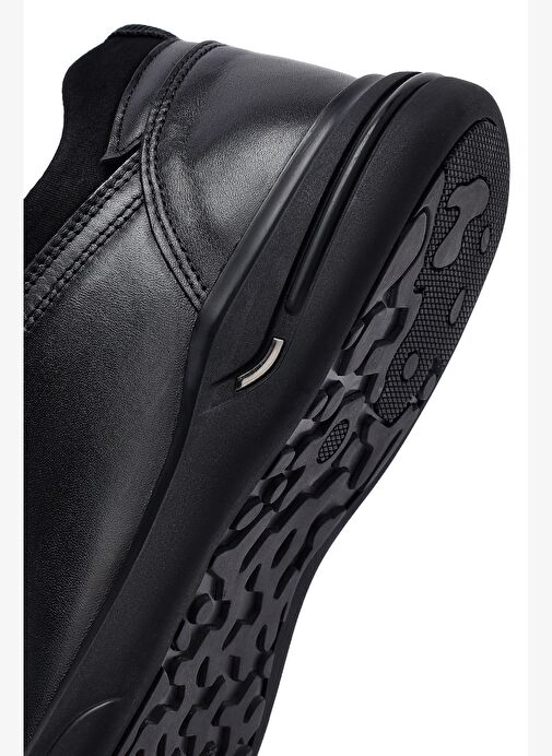 Erkek Siyah Bağcıklı Deri Casual Sneaker 25WFD680318 - Görsel 9