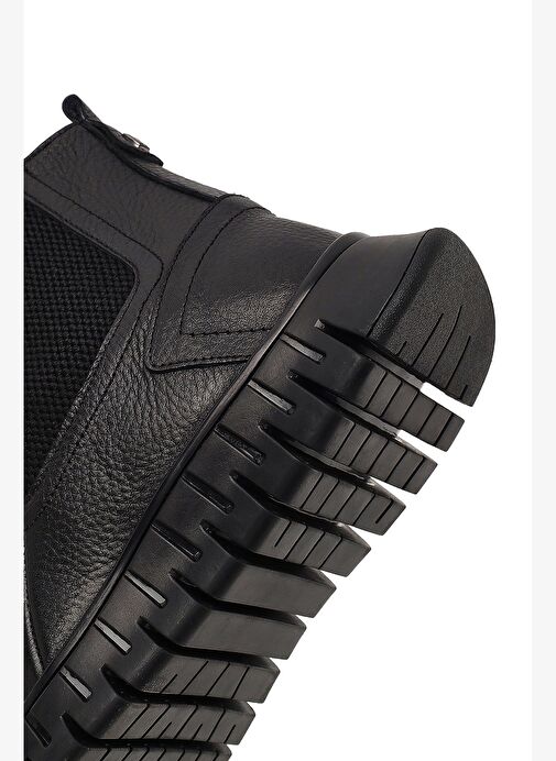 Erkek Siyah Kalın Tabanlı Deri Chelsea Bot 25WFD6804FT - Görsel 9