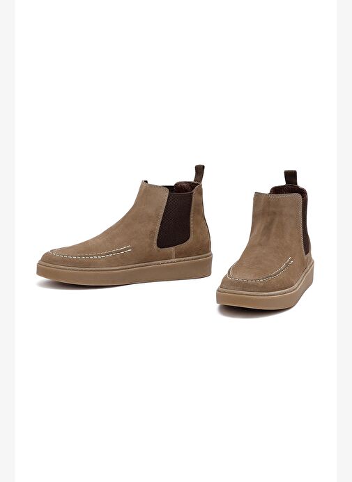 Erkek Bej Süet Deri Chelsea Bot 25WFD681410 - Görsel 4