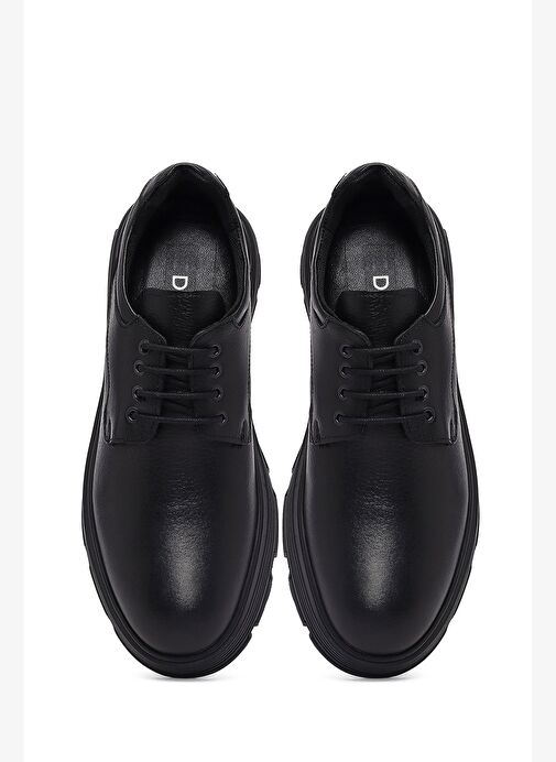 Erkek Siyah Bağcıklı Deri Casual Ayakkabı 25WFD681518 - Görsel 8