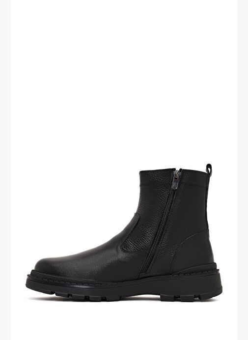 Erkek Siyah Fermuarlı Deri Casual Bot 25WFD681014 - Görsel 3