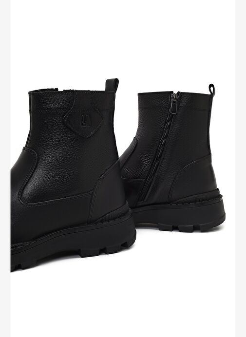 Erkek Siyah Fermuarlı Deri Casual Bot 25WFD681014 - Görsel 9