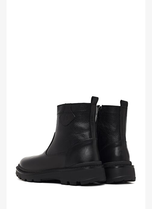 Erkek Siyah Fermuarlı Deri Casual Bot 25WFD681014 - Görsel 7