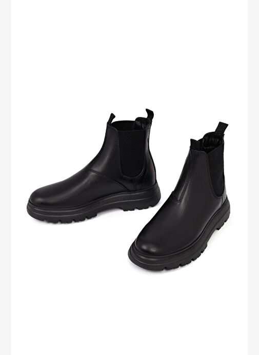 Erkek Siyah Deri Chelsea Bot 25WFD681218 - Görsel 4