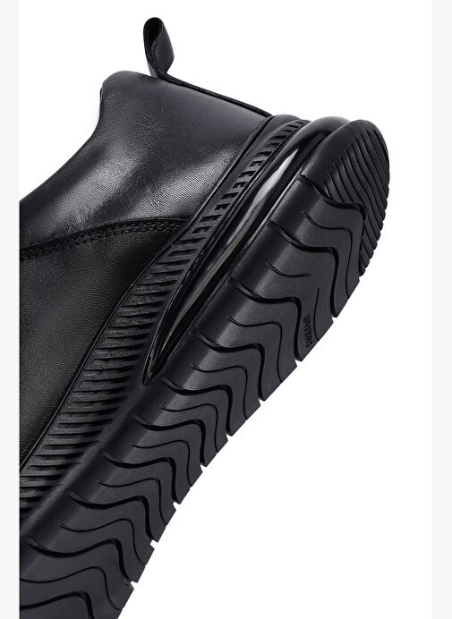 Erkek Siyah Bağcıklı Deri Casual Sneaker 25WFD681718 - Görsel 9