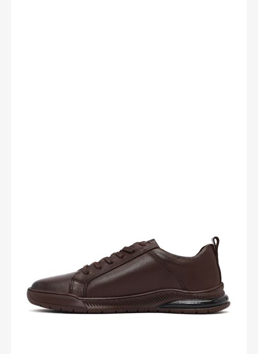 Erkek Kahverengi Bağcıklı Deri Casual Sneaker 25WFD681718 - Görsel 3