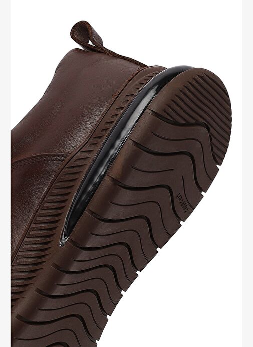 Erkek Kahverengi Bağcıklı Deri Casual Sneaker 25WFD681718 - Görsel 9