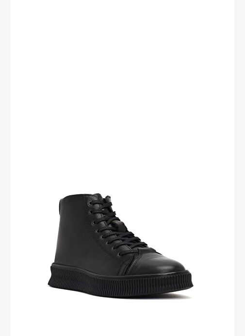 Erkek Siyah Bağcıklı Fermuarlı Deri Spor Bot 25WFD6808FT - Görsel 8