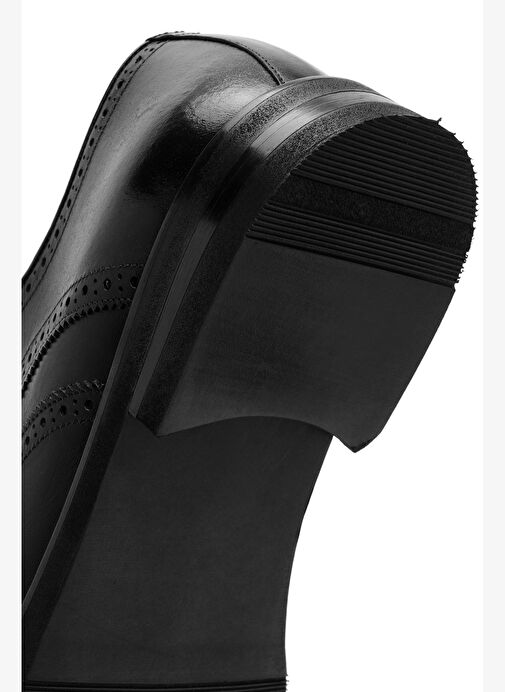 Erkek Siyah Bağcıklı Deri Klasik Ayakkabı 25WFD705118 - Görsel 5