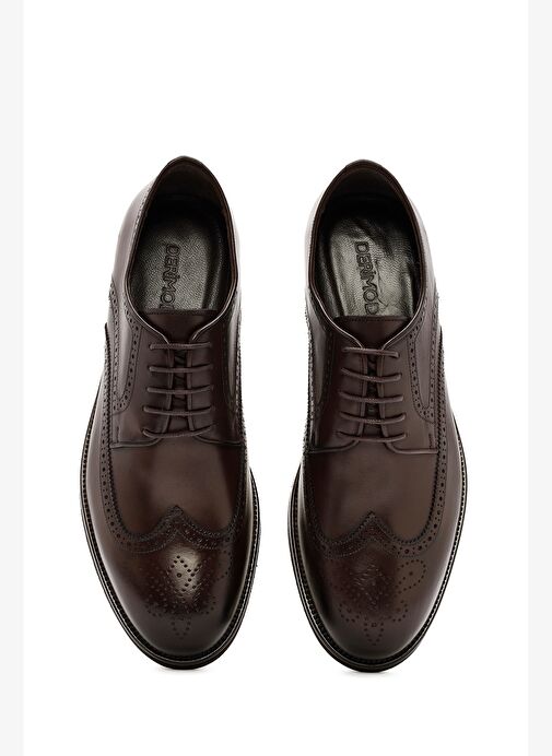Erkek Kahverengi Bağcıklı Deri Klasik Ayakkabı 25WFD705118 - Görsel 8