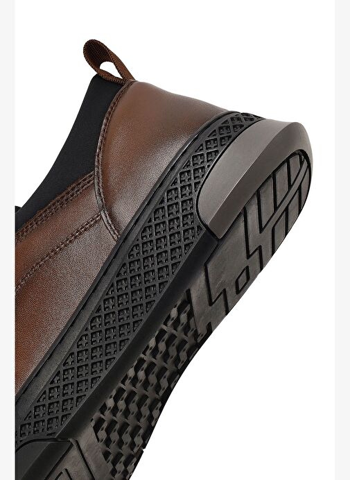 Erkek Kahverengi Bağcıklı Kalın Tabanlı Deri Sneaker 25WFD697218 - Görsel 9