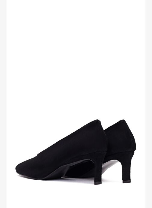 Kadın Siyah Kısa İnce Topuklu Süet Deri Stiletto 25AFD184910 - Görsel 7