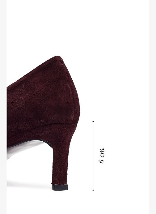 Kadın Bordo Kısa İnce Topuklu Süet Deri Stiletto 25AFD184910 - Görsel 3