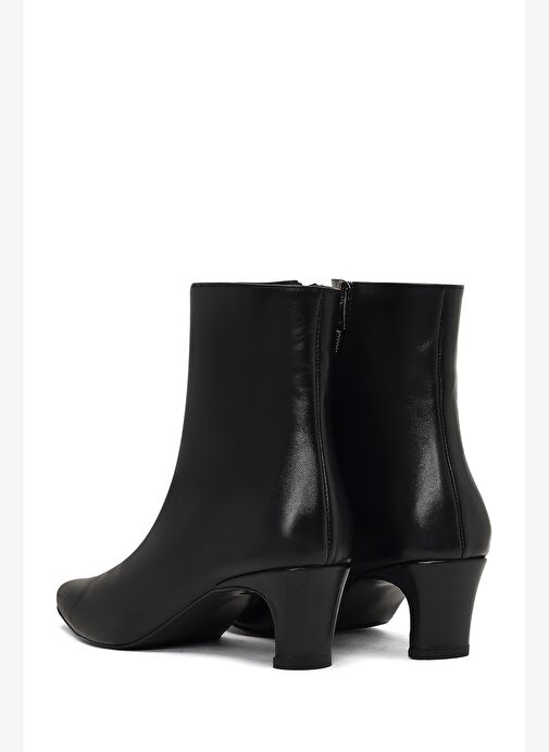 Kadın Siyah Fermuarlı Kalın Topuklu Deri Bot 25WFD186018 - Görsel 7